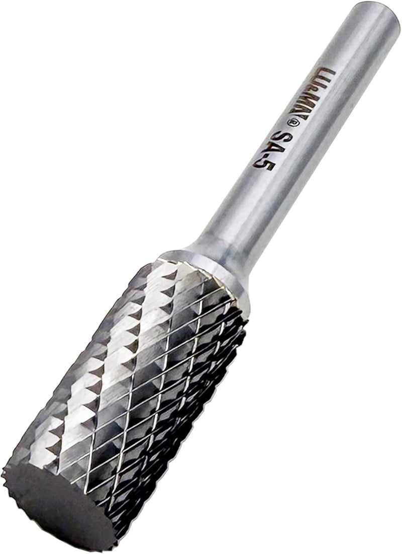 LU&MN SA-5 Tungsten Carbide Burr Cylinder Shape Double Cut Rotary Burr File(1/2” cutter Dia X 1”Cutter Length) with 1/4'' Shank dia By - Image 1